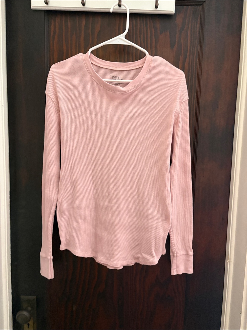 Time and Tru Girls' Long-Sleeve Waffle Knit Top - Pink